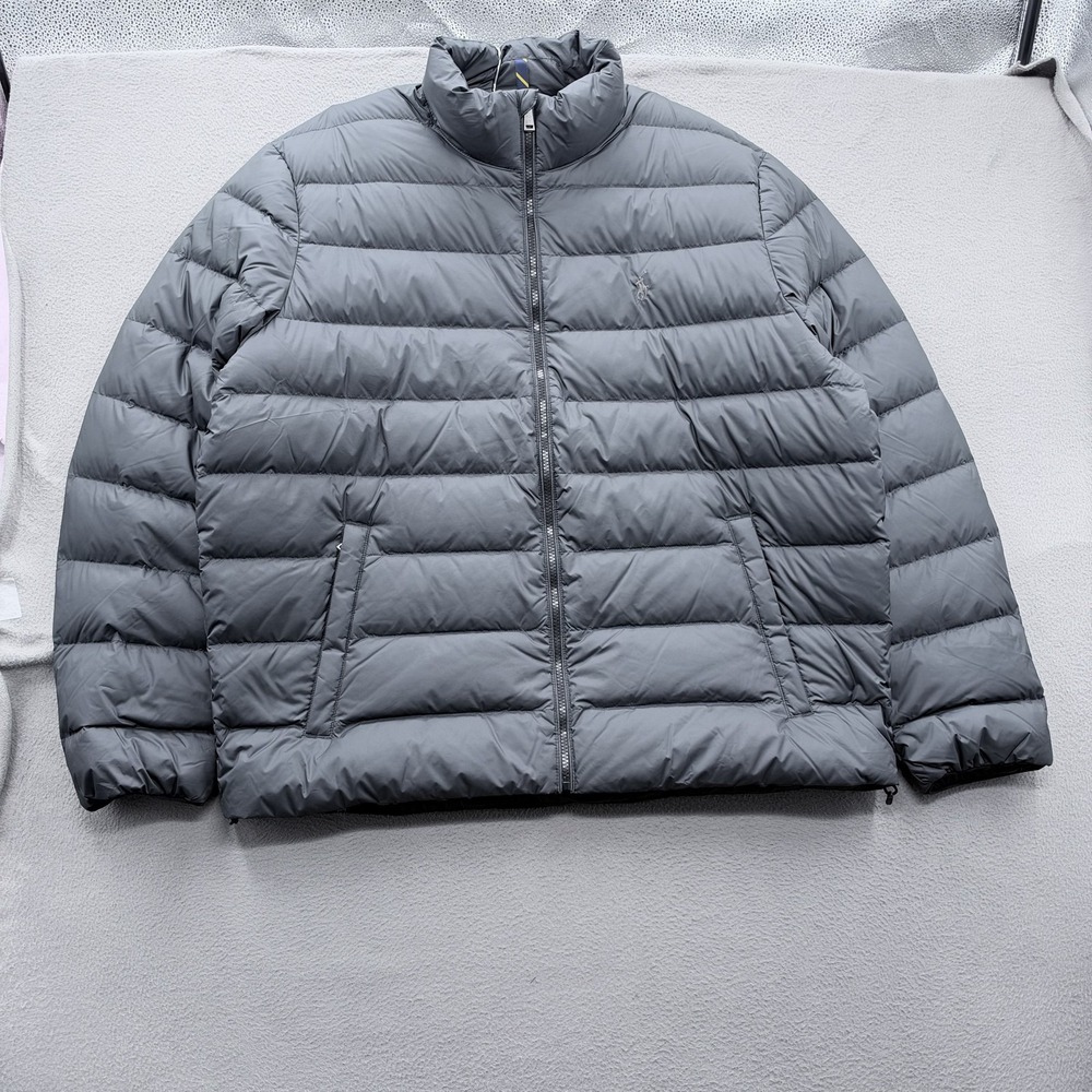 Polo Ralph Lauren Performance Jacket Mens 2XL Gray Down Puffer Full Zip Packable